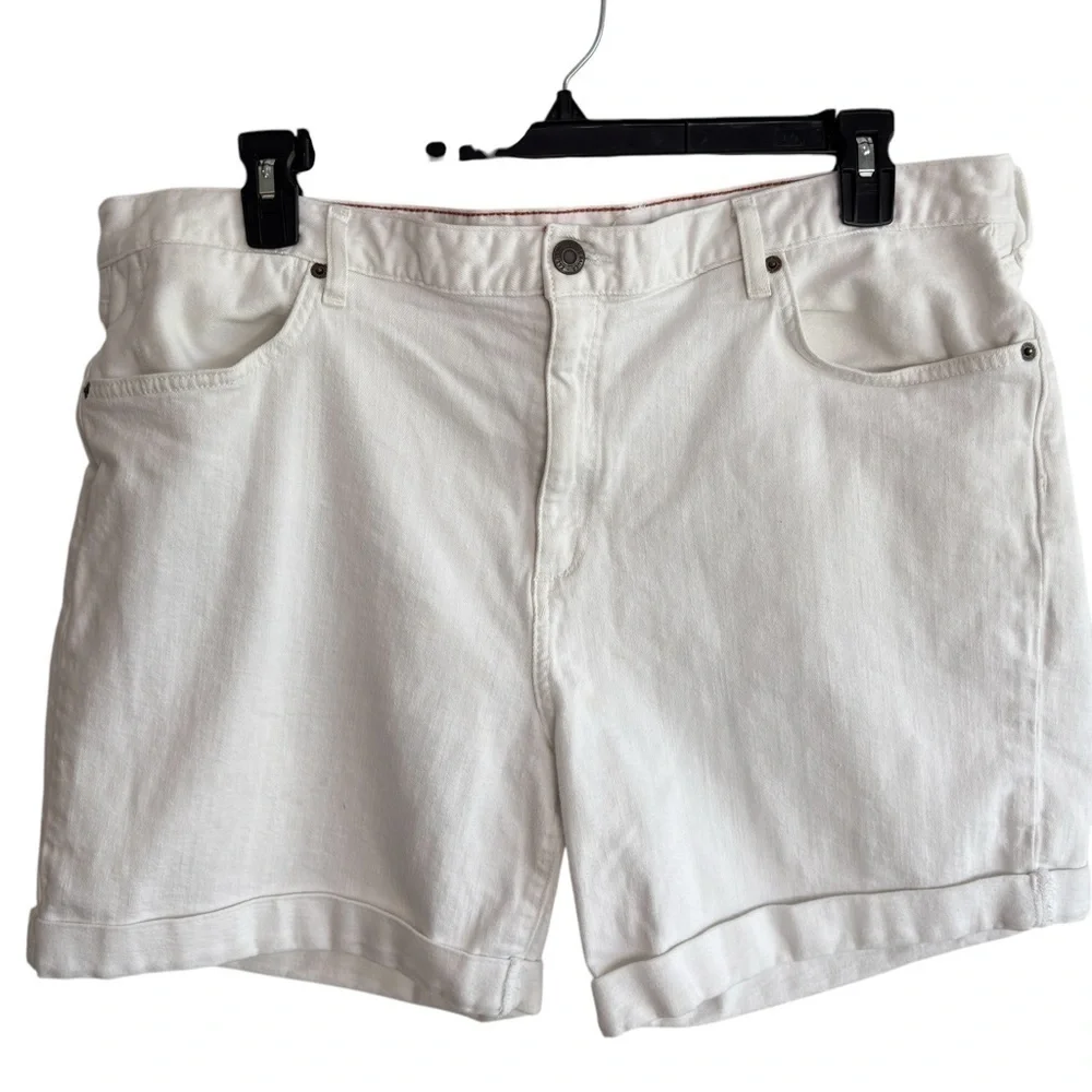 Eddie Bauer White Denim Boyfriend Shorts Plus Size 18 Stretch Denim Bermuda